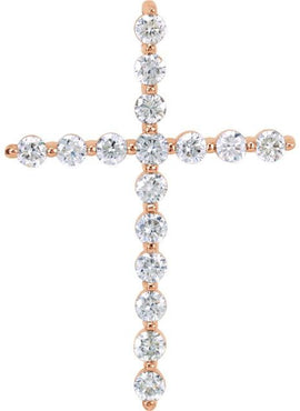 14K Rose Gold 1/5 CTW Natural Diamond Cross Pendant