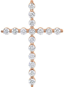 14K Rose Gold 1/5 CTW Natural Diamond Cross Pendant
