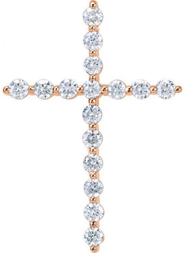 14K Rose Gold 1/5 CTW Natural Diamond Cross Pendant