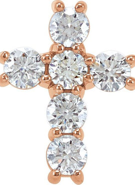 14K Rose Gold 1 3/8 CTW Natural Diamond Cross Pendant
