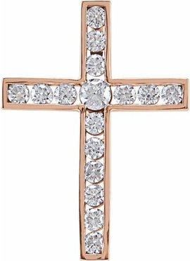 14K Rose Gold 1/3 CTW Natural Diamond Cross Pendant