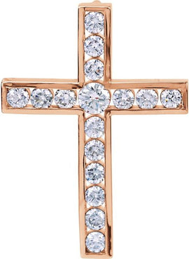 14K Rose Gold 1/3 CTW Natural Diamond Cross Pendant