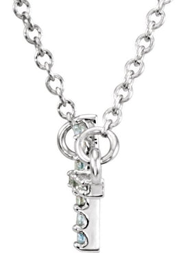 14K White Gold .07 CTW Natural Diamond Sideways Cross 16-18