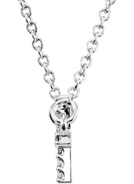 14K White Gold .07 CTW Natural Diamond Sideways Cross 16-18