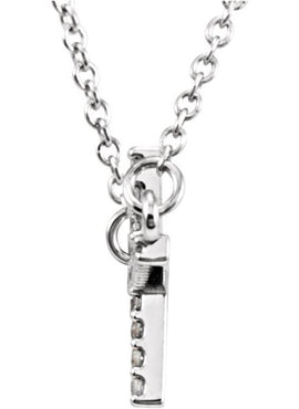 14K White Gold .07 CTW Natural Diamond Sideways Cross 16-18