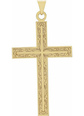14K Yellow Gold 49.4x25 mm Cross Pendant