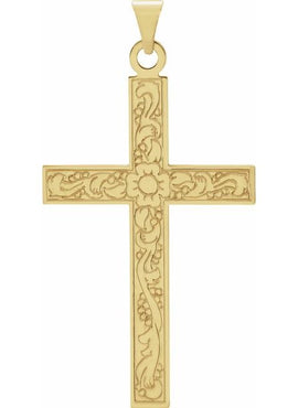 14K Rose Gold 49.1x25 mm Cross Pendant