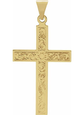 14K Rose Gold 49.1x25 mm Cross Pendant