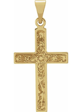 14K Rose Gold 49.1x25 mm Cross Pendant