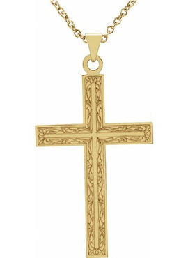 14K Yellow Gold 49.4x25 mm Cross Pendant