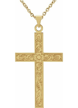 14K Rose Gold 49.1x25 mm Cross Pendant