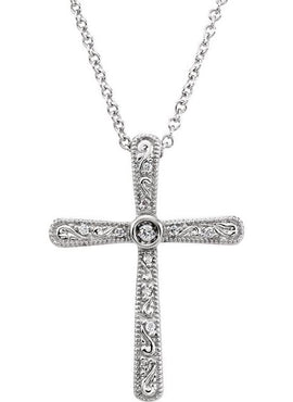 14K Yellow Gold .05 CTW Natural Diamond Cross 18