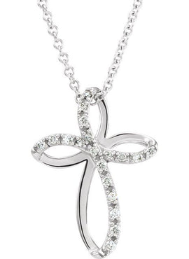 14K Yellow Gold 1/10 CTW Natural Diamond Cross 18