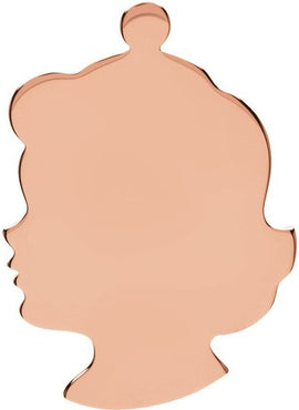 14K Rose Gold 20 Gauge Girl Silhouette Stamping with External Undrilled Eyelet