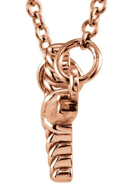 14K White Gold Sideways Rope Cross 16 1/2