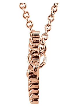 14K White Gold Sideways Rope Cross 16 1/2