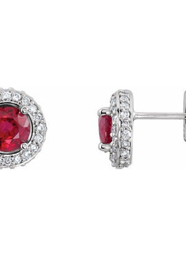 Platinum Natural Ruby & 1/3 CTW Natural Diamond Earrings