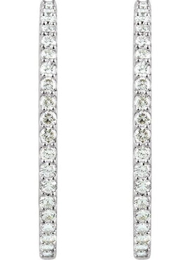 14K White Gold 6 1/2 CTW Natural Diamond Inside-Outside 51 mm Hinged Hoop Earrings