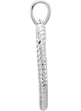 14K White Gold Rope Heart Pendant