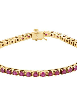 14K White Gold Natural Ruby Line 7