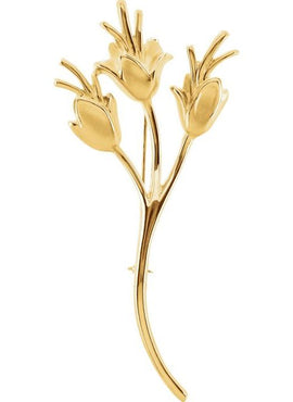 14K Yellow Gold Floral Brooch