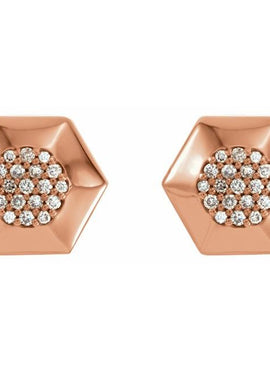 14K Rose Gold 1/6 CTW Natural Diamond Geometric Earrings