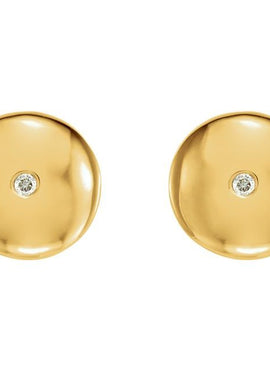 14K White Gold  .03 CTW Natural Diamond Domed Earrings