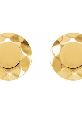 14K Rose Gold Faceted Circle Stud Earrings