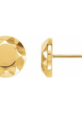 14K Rose Gold Faceted Circle Stud Earrings