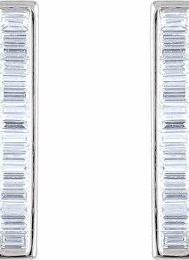 14K Yellow Gold 1/3 CTW Natural Diamond Baguette Bar Earrings