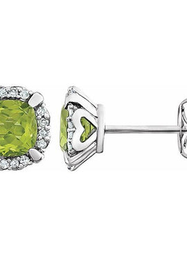 14K White Gold Natural Mozambique Garnet & 1/10 CTW Natural Diamond Earrings