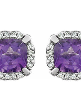 14K White Gold Natural Mozambique Garnet & 1/10 CTW Natural Diamond Earrings