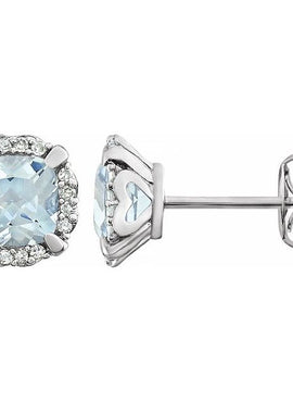14K White Gold Natural Mozambique Garnet & 1/10 CTW Natural Diamond Earrings