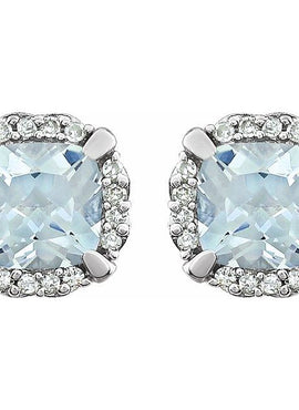 14K White Gold Natural Mozambique Garnet & 1/10 CTW Natural Diamond Earrings