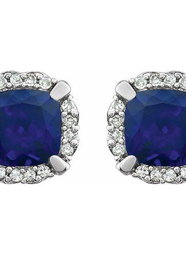 14K White Gold Natural Mozambique Garnet & 1/10 CTW Natural Diamond Earrings
