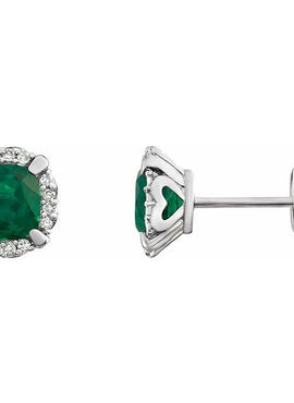 14K White Gold Natural Mozambique Garnet & 1/10 CTW Natural Diamond Earrings