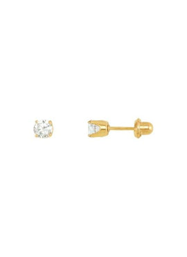 24K Gold-Plated Sterling Silver 5 mm Round Imitation White Cubic Zirconia Inverness® Piercing Stud Earrings