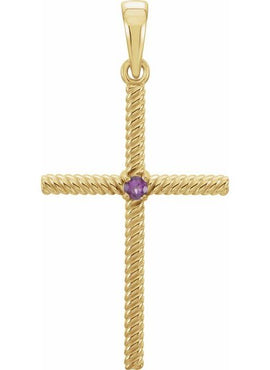 14K Yellow Gold .015 CT Natural Diamond Cross Pendant
