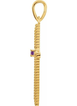 14K Yellow Gold .015 CT Natural Diamond Cross Pendant