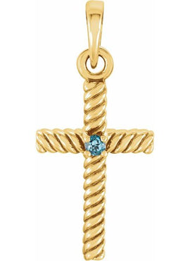 14K Yellow Gold .015 CT Natural Diamond Cross Pendant