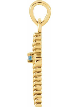 14K Yellow Gold .015 CT Natural Diamond Cross Pendant