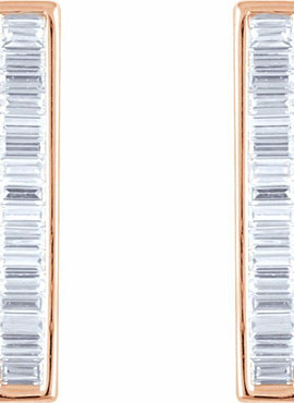 14K Yellow Gold 1/3 CTW Natural Diamond Baguette Bar Earrings