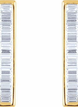 14K Yellow Gold 1/3 CTW Natural Diamond Baguette Bar Earrings