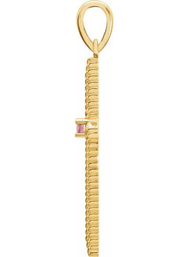 14K Yellow Gold .015 CT Natural Diamond Cross Pendant
