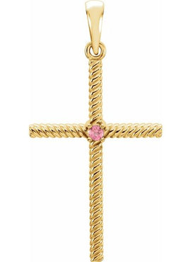 14K Yellow Gold .015 CT Natural Diamond Cross Pendant