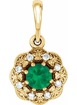 14K White Gold Natural Blue Sapphire & .06 CTW Natural Diamond Pendant