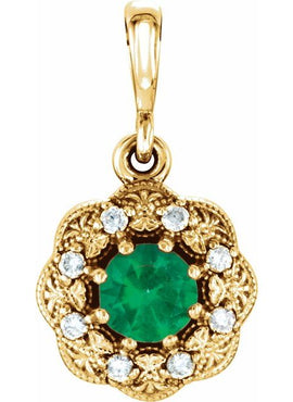 14K White Gold Natural Blue Sapphire & .06 CTW Natural Diamond Pendant
