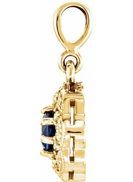 14K White Gold Natural Blue Sapphire & .06 CTW Natural Diamond Pendant