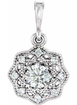 14K White Gold Natural Ruby & .06 CTW Natural Diamond Halo-Style Pendant