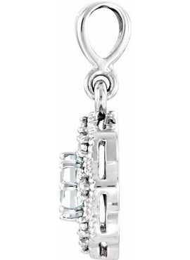 14K White Gold Natural Ruby & .06 CTW Natural Diamond Halo-Style Pendant
